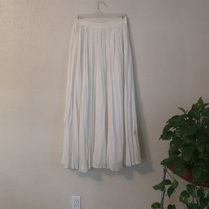 White flowy pleated long skirt